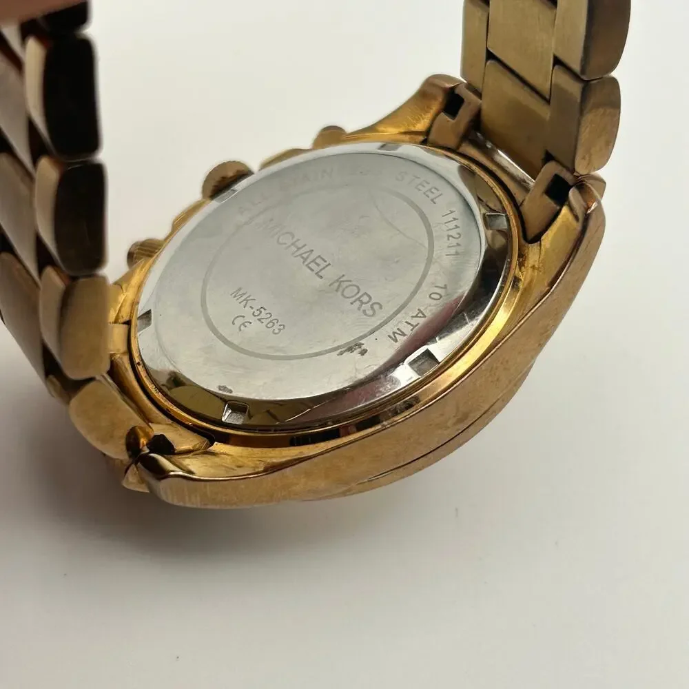Michael Kors MK-5263 Blair Rose Gold Women’s Chronograph Watch New Battery